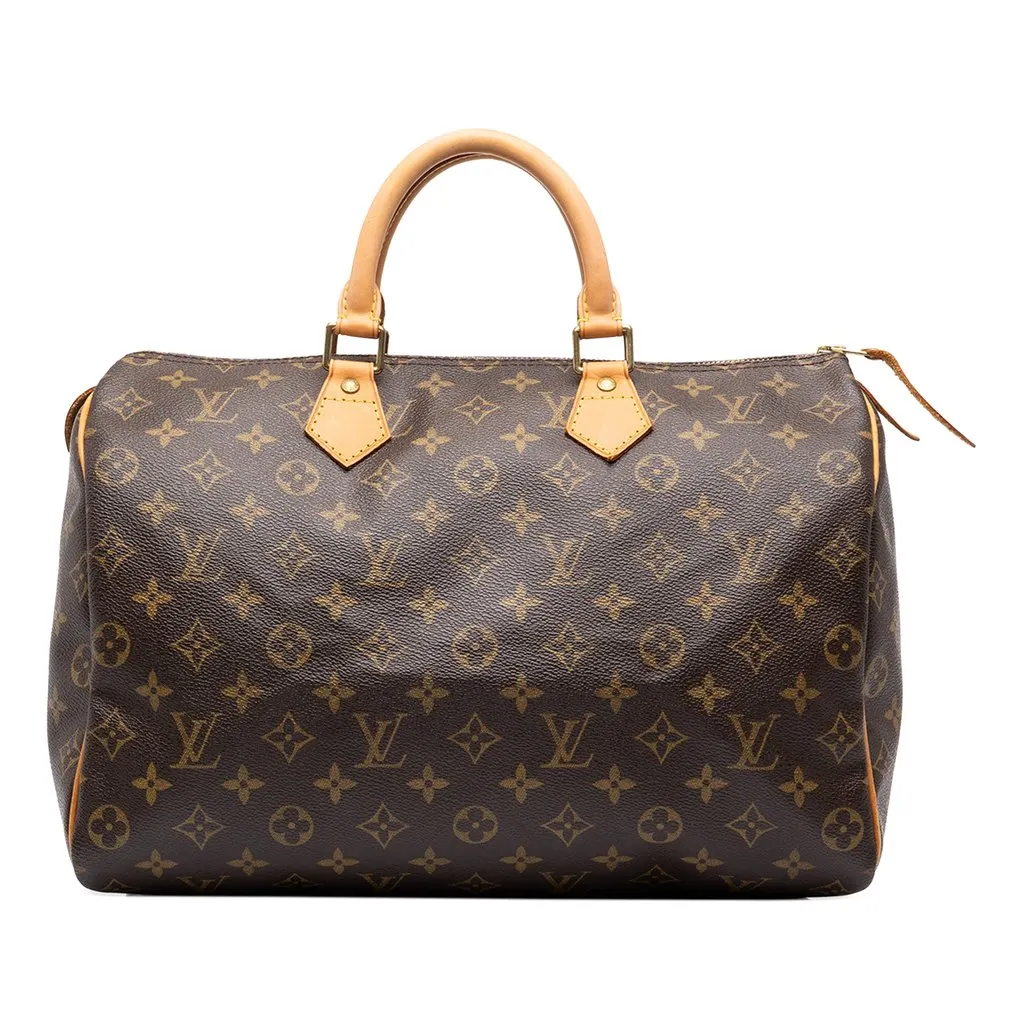 Louis Vuitton Monogram Speedy 35 Brown Canvas Good - Front View