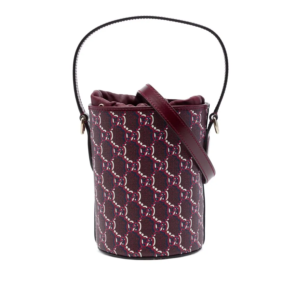 Gucci Mini GG Supreme Shadow Bucket Bag Red Canvas Very good - Front View