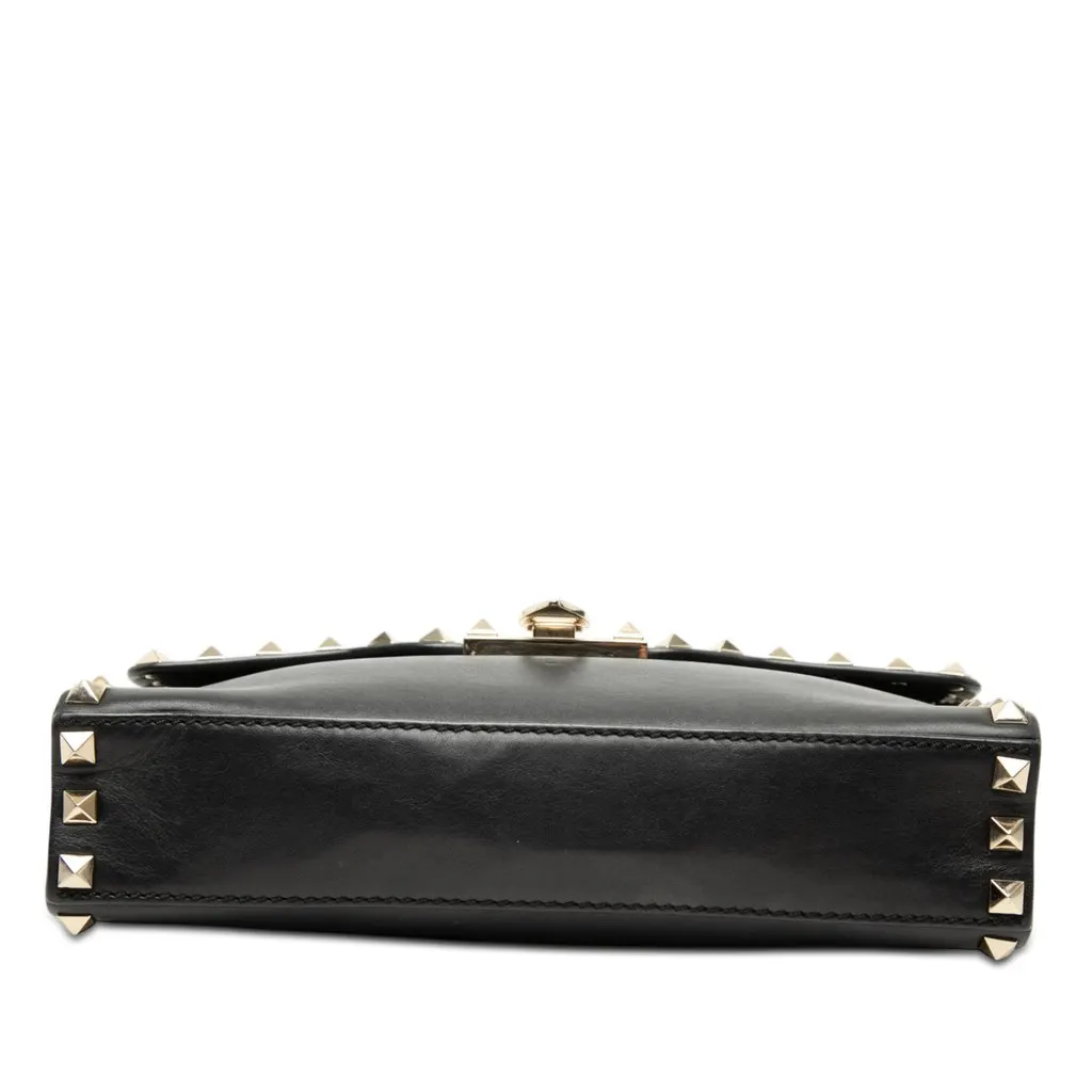 Valentino Small Leather Rockstud Flap Crossbody Black Leather Very good - Inside View