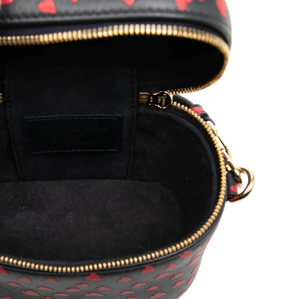 Dior Micro Lambskin Heart Print Lady Dior Vanity Case Blue Leather Very good - Model View
