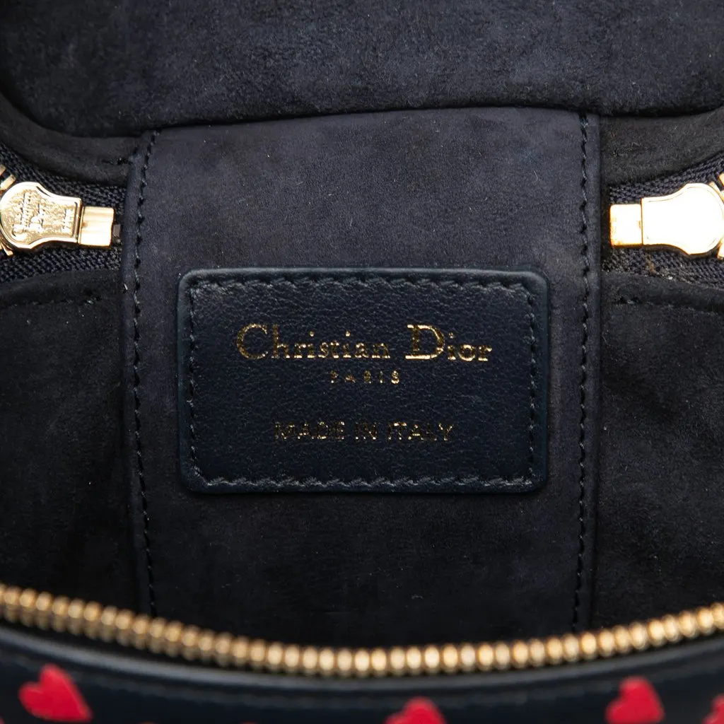 Dior Micro Lambskin Heart Print Lady Dior Vanity Case Blue Leather Very good - Box View