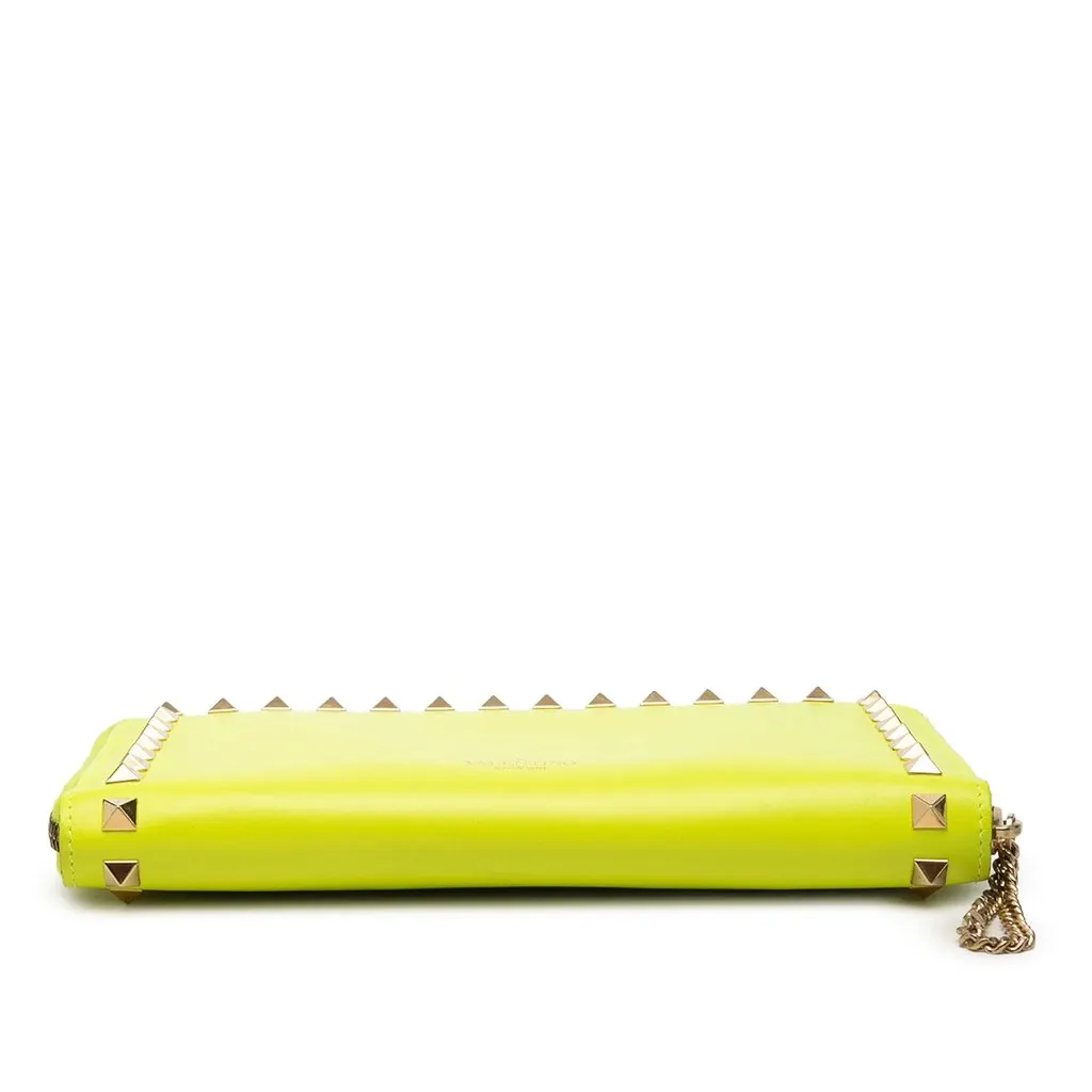 Valentino Leather Rockstud Zip Around Wallet Yellow Leather Very good - Inside View