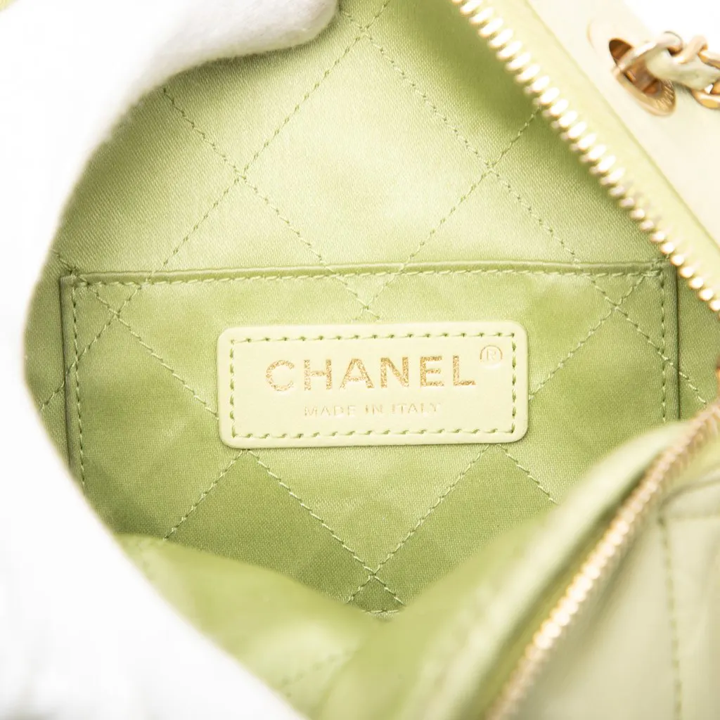Chanel CC Quilted Lambskin Diamond Clutch with Chain Green Leather Good - Box View