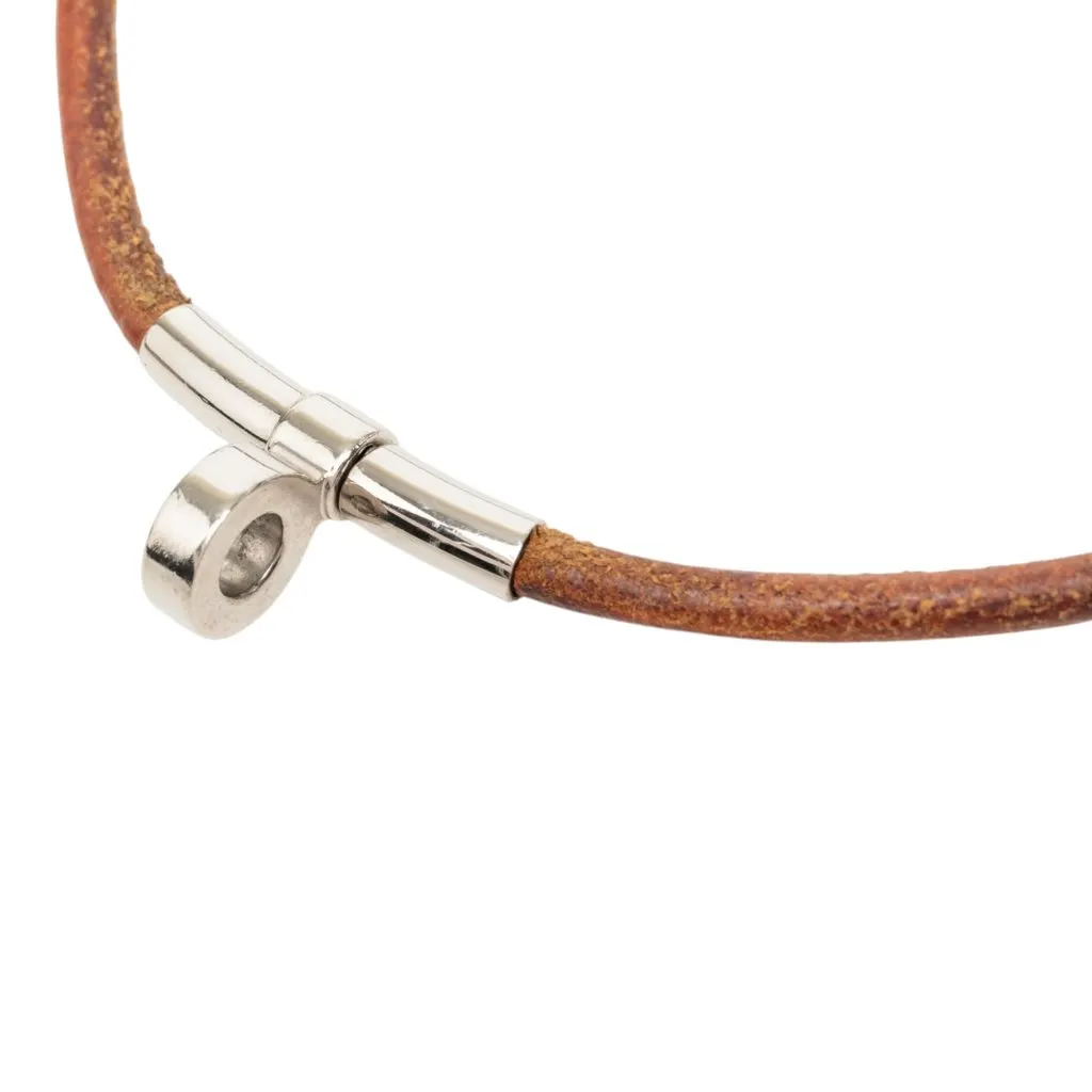 Hermès Leather Kite Choker Necklace Brown Leather Very good - Back View
