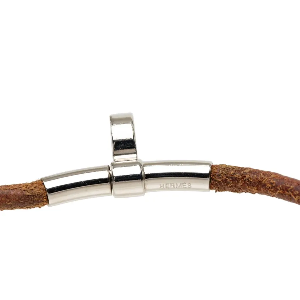 Hermès Leather Kite Choker Necklace Brown Leather Very good - Inside View