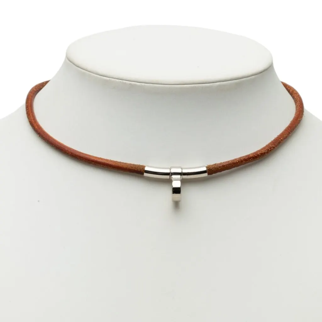 Hermès Leather Kite Choker Necklace Brown Leather Very good - Box View