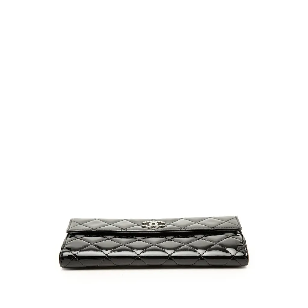 Chanel CC Quilted Patent Brilliant Continental Wallet Black Leather Very good - Inside View