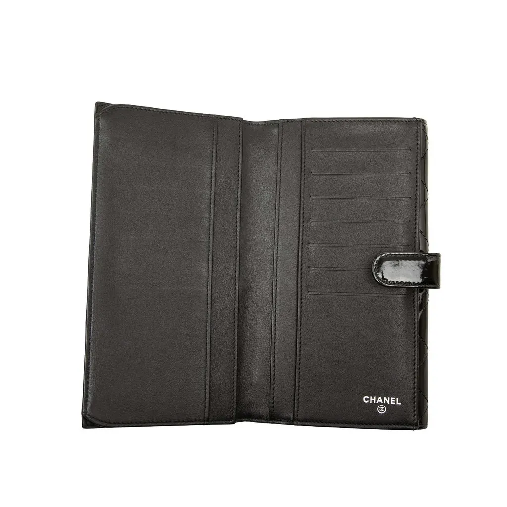 Chanel CC Quilted Patent Brilliant Continental Wallet Black Leather Very good - Box View