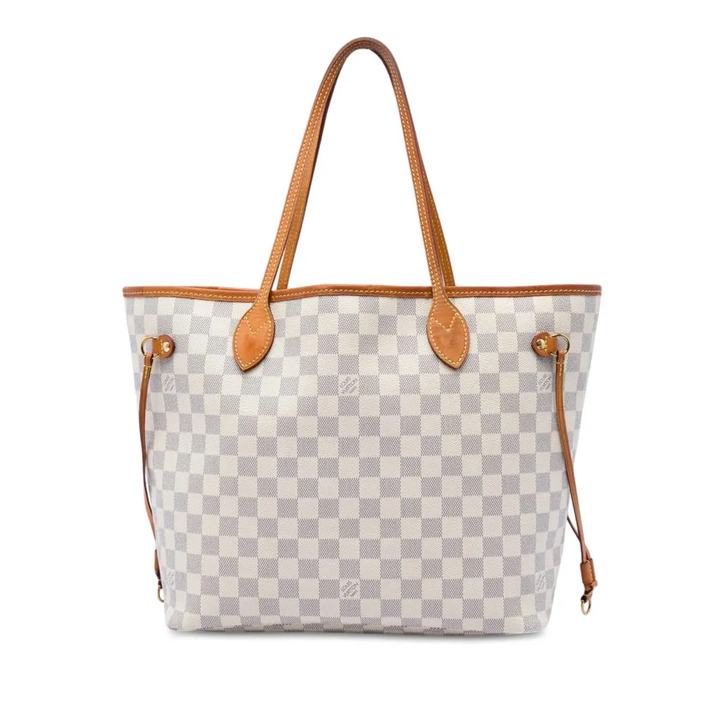Louis Vuitton Damier Azur Neverfull MM White Canvas Very good - Front View