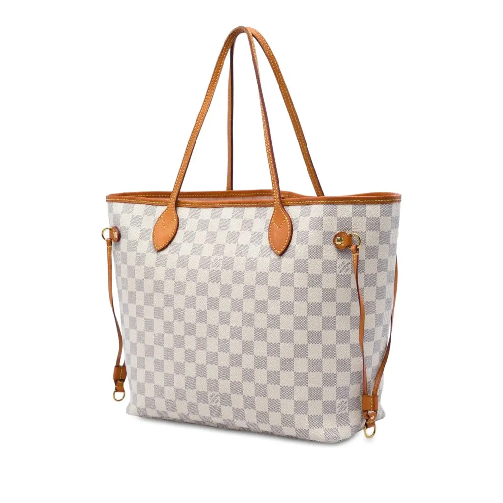 Louis Vuitton Damier Azur Neverfull MM White Canvas Very good - Back View
