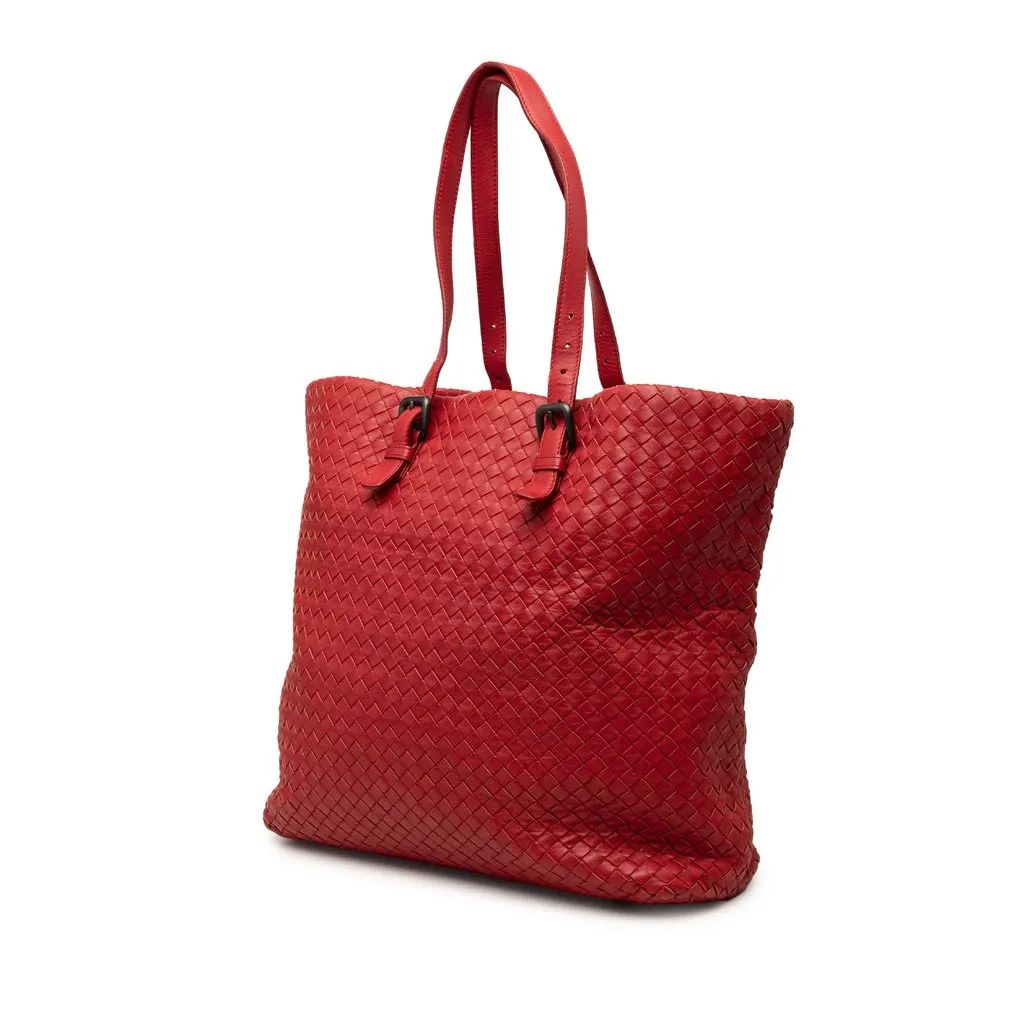 Bottega Veneta Nappa Intrecciato Tote Red Leather Very good - Back View