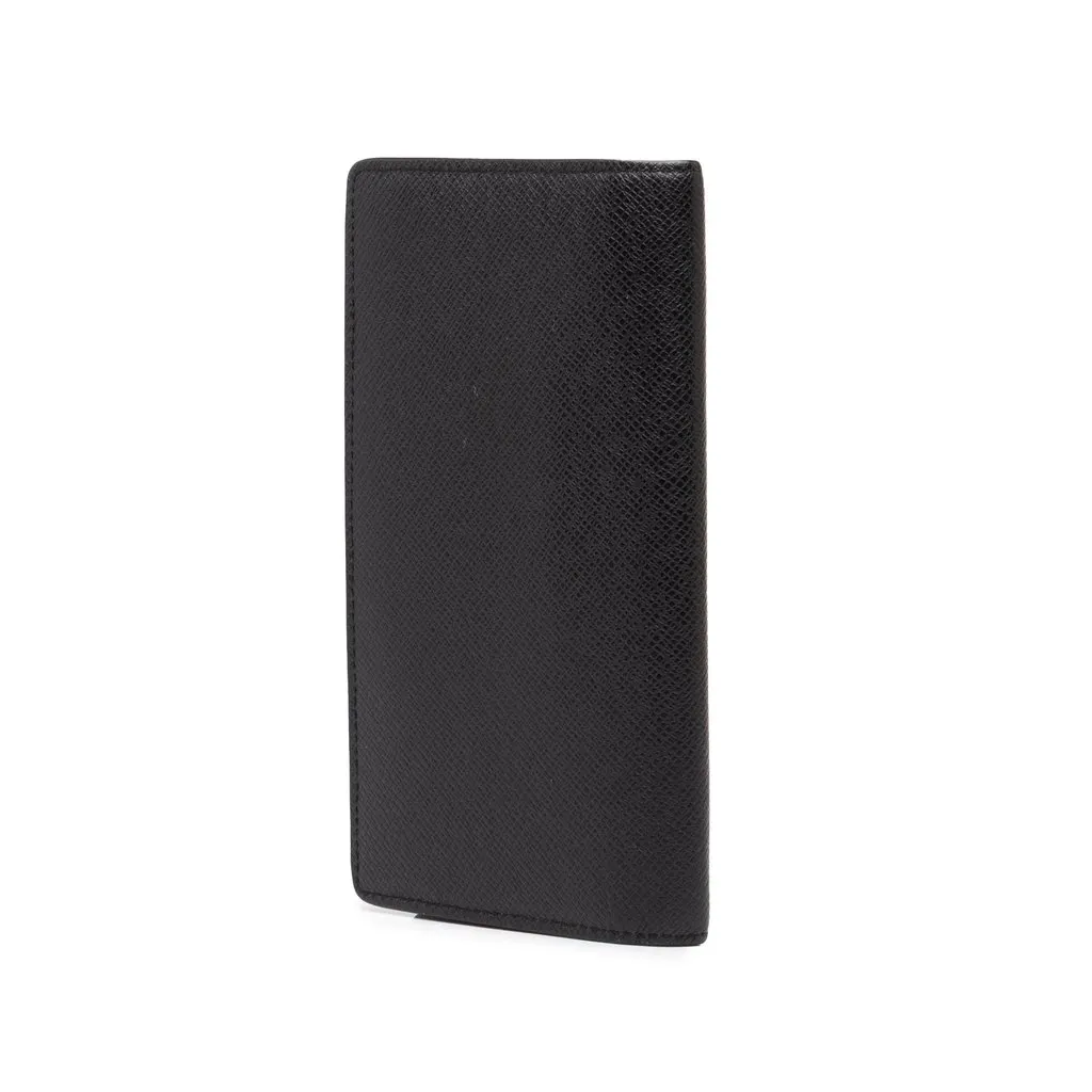 Louis Vuitton Taiga Portefeuille Brazza Bifold Long Wallet Black Leather Good - Back View
