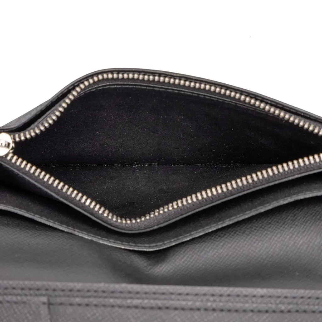 Louis Vuitton Taiga Portefeuille Brazza Bifold Long Wallet Black Leather Good - Box View