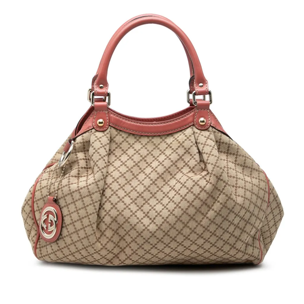 Gucci Medium Diamante Canvas Sukey Tote Beige Very good - Front View