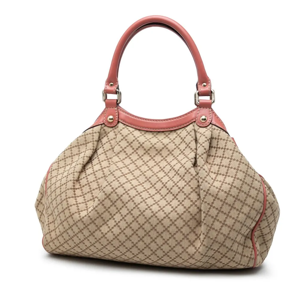 Gucci Medium Diamante Canvas Sukey Tote Beige Very good - Back View