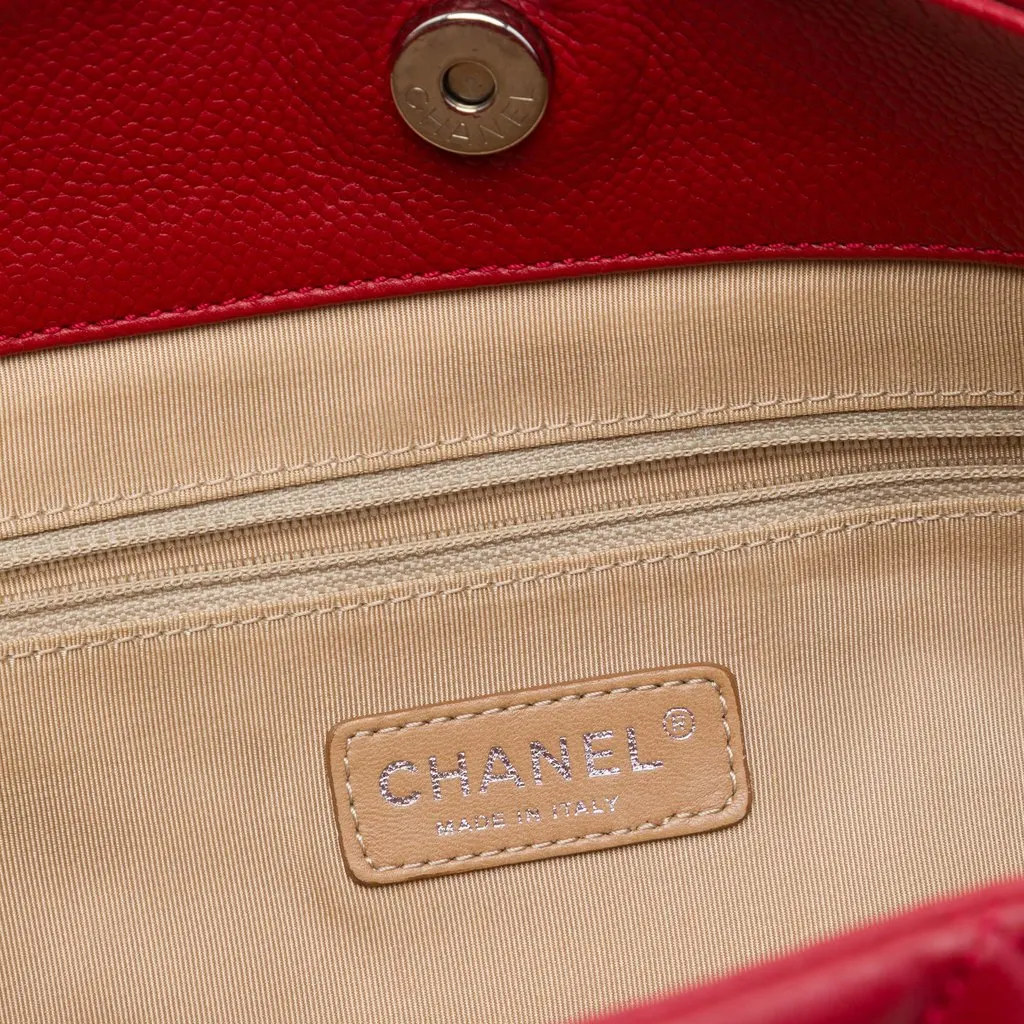 Chanel Quilted Caviar Expandable Zip Tote Red Leather Very good - Box View