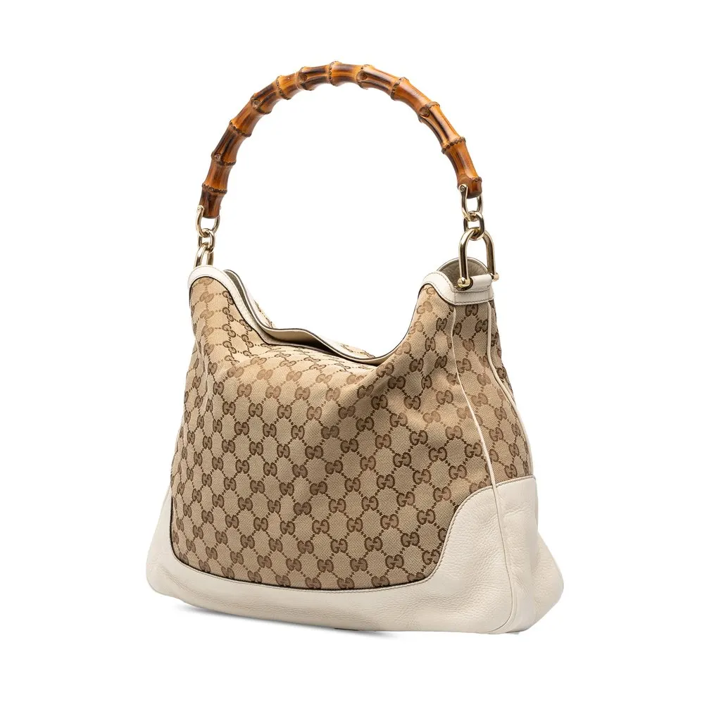 Gucci GG Canvas Bamboo Diana Satchel Beige Canvas Good - Back View