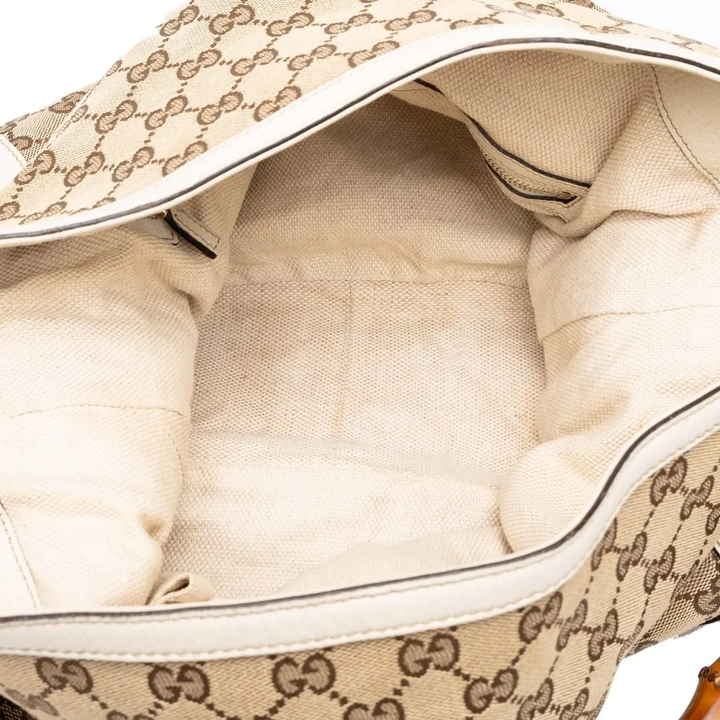 Gucci GG Canvas Bamboo Diana Satchel Beige Canvas Good - Model View