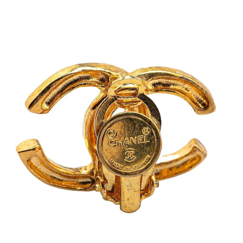 Chanel Gold Plated CC Clip On Earrings Gold Metal Good - Inside View