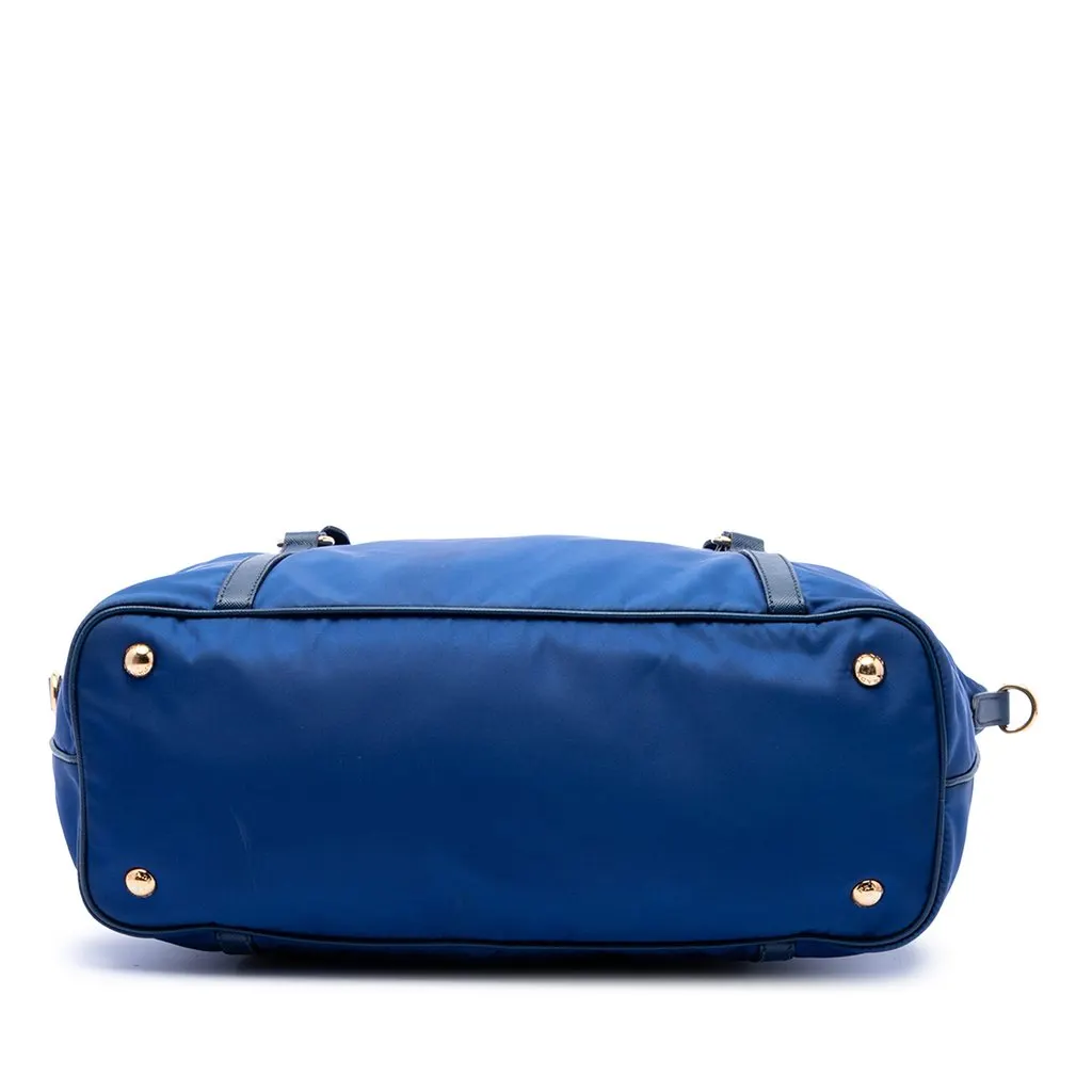 Prada Saffiano Trimmed Tessuto Zip Top Convertible Tote Blue Very good - Inside View