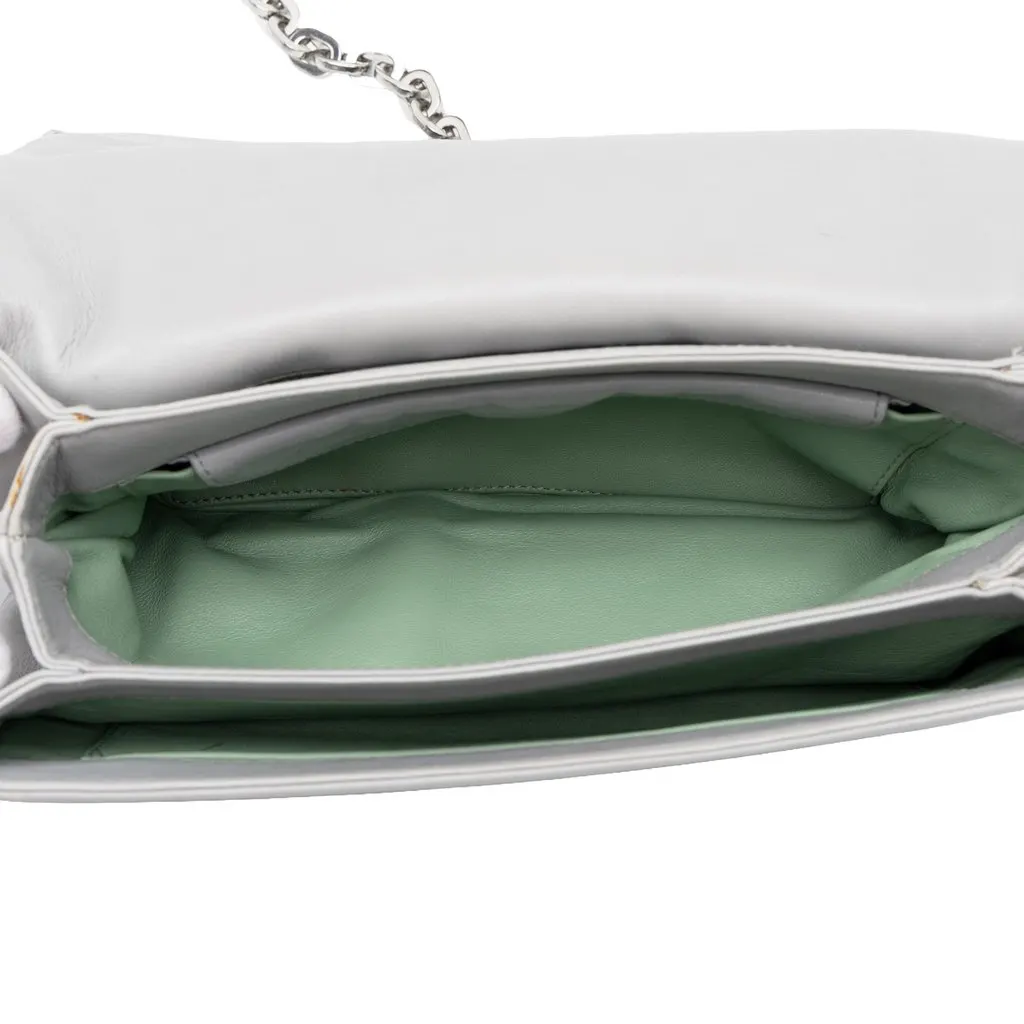 Prada Nappa Gaufre Chain Flap Grey Leather Very good - Model View