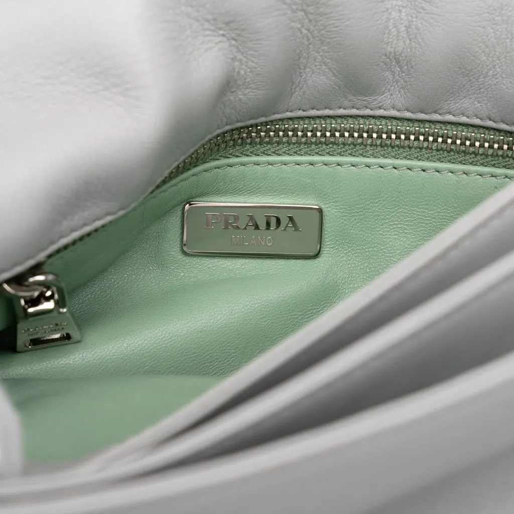 Prada Nappa Gaufre Chain Flap Grey Leather Very good - Box View