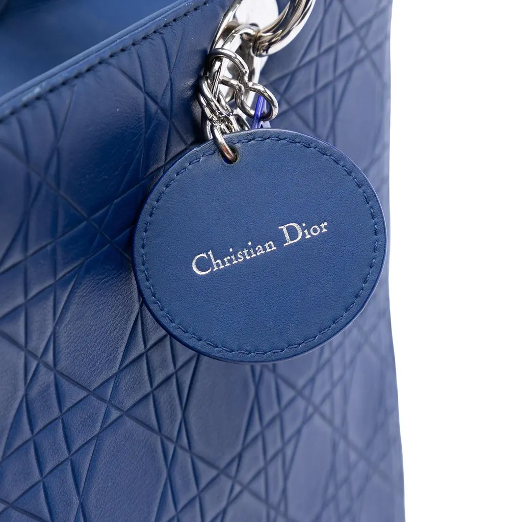 Dior Large Ultra Matte Calfskin Cannage Embossed Lady Dior Blue Leather Very good - Box View