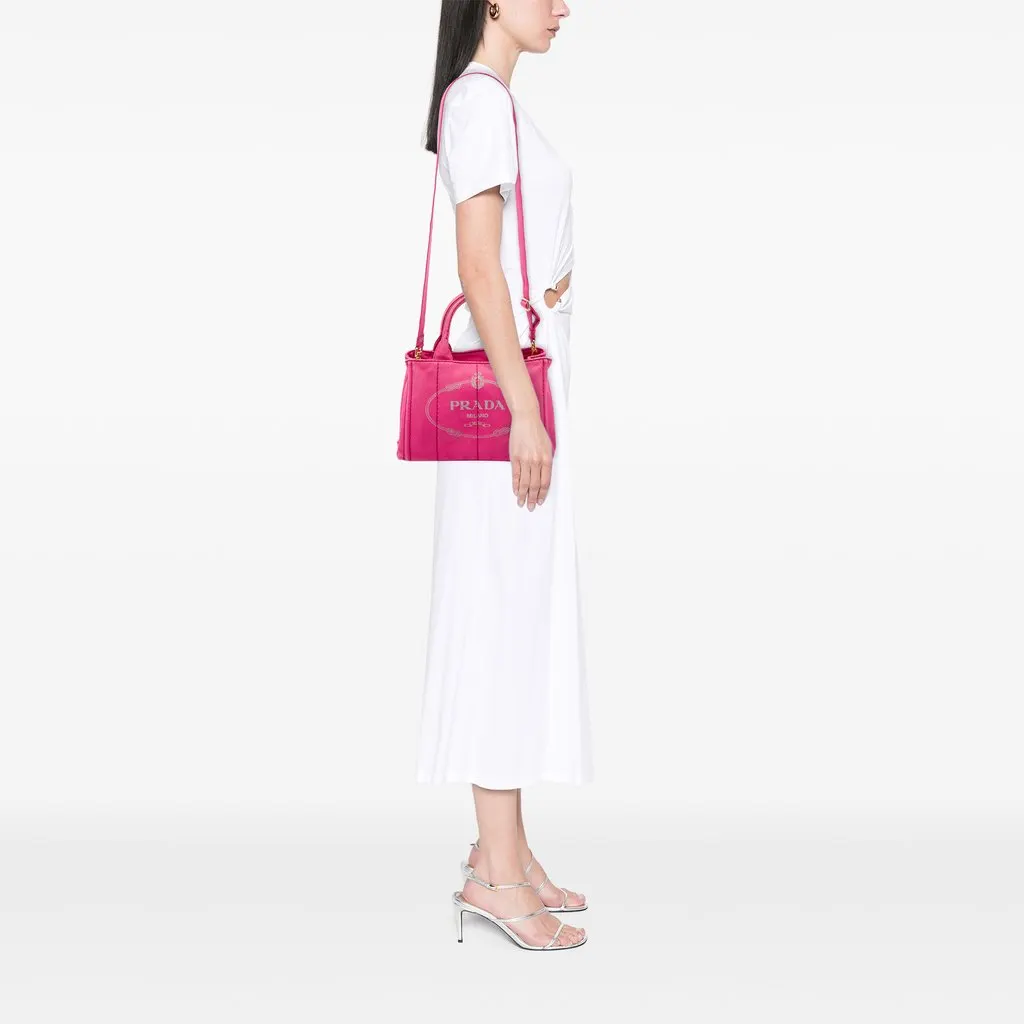 Prada Small Canvas Canapa Logo Tote Pink Canvas Very good - Box View