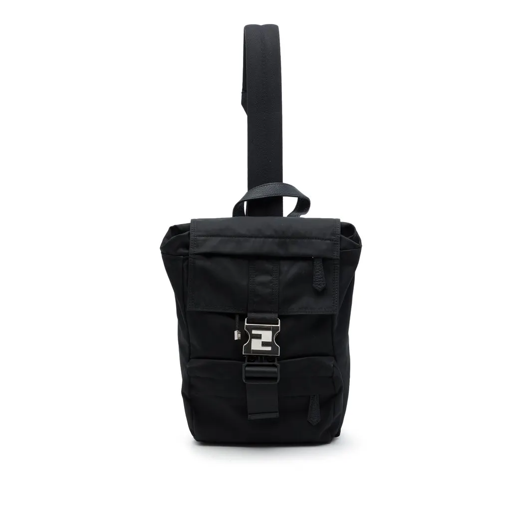 Fendi Small Fendiness Econyl Nylon Backpack Black Polyamide Very good - Front View