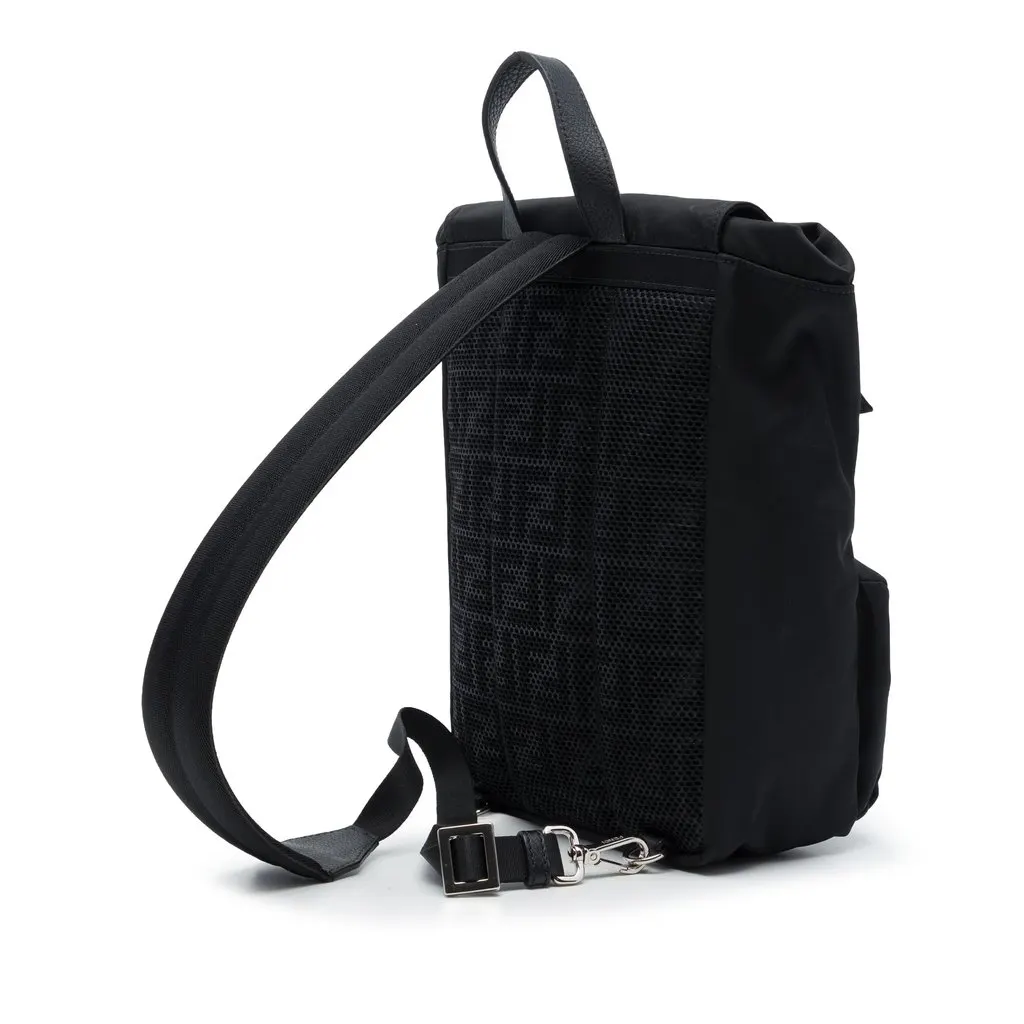 Fendi Small Fendiness Econyl Nylon Backpack Black Polyamide Very good - Back View