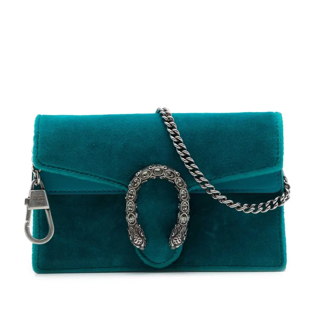 Gucci Mini Velvet Dionysus Crossbody Blue Very good - Front View