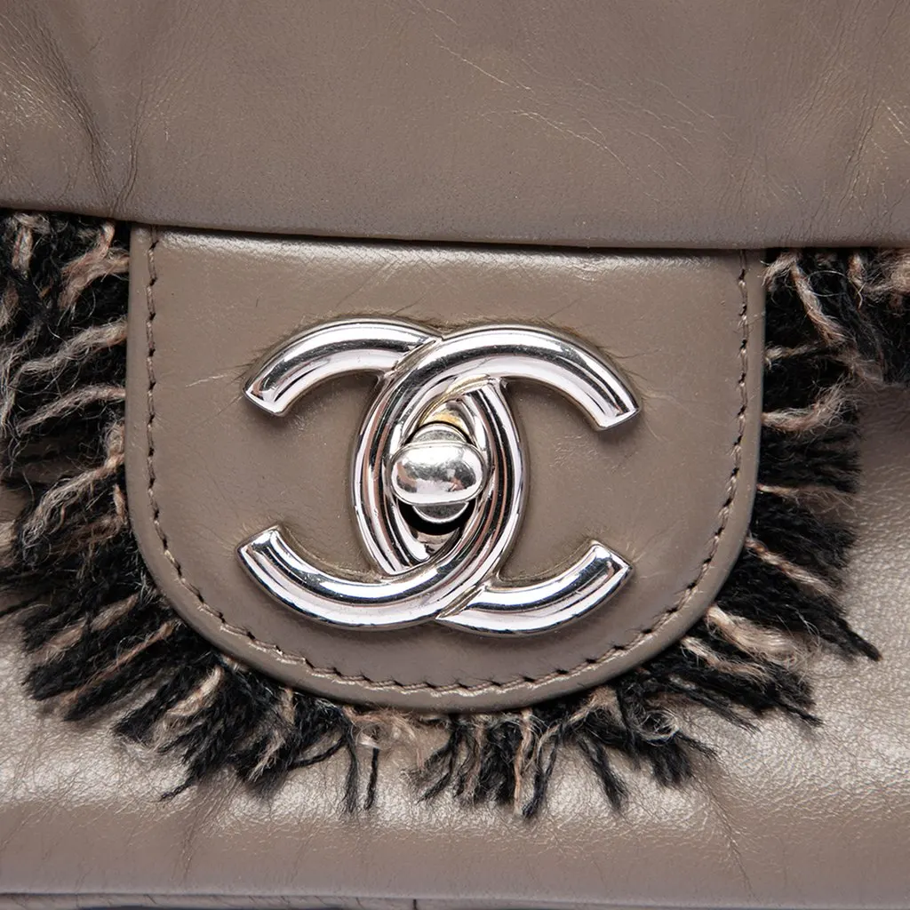 Chanel Lambskin Funny Tweed Flap Brown Leather Very good - Box View
