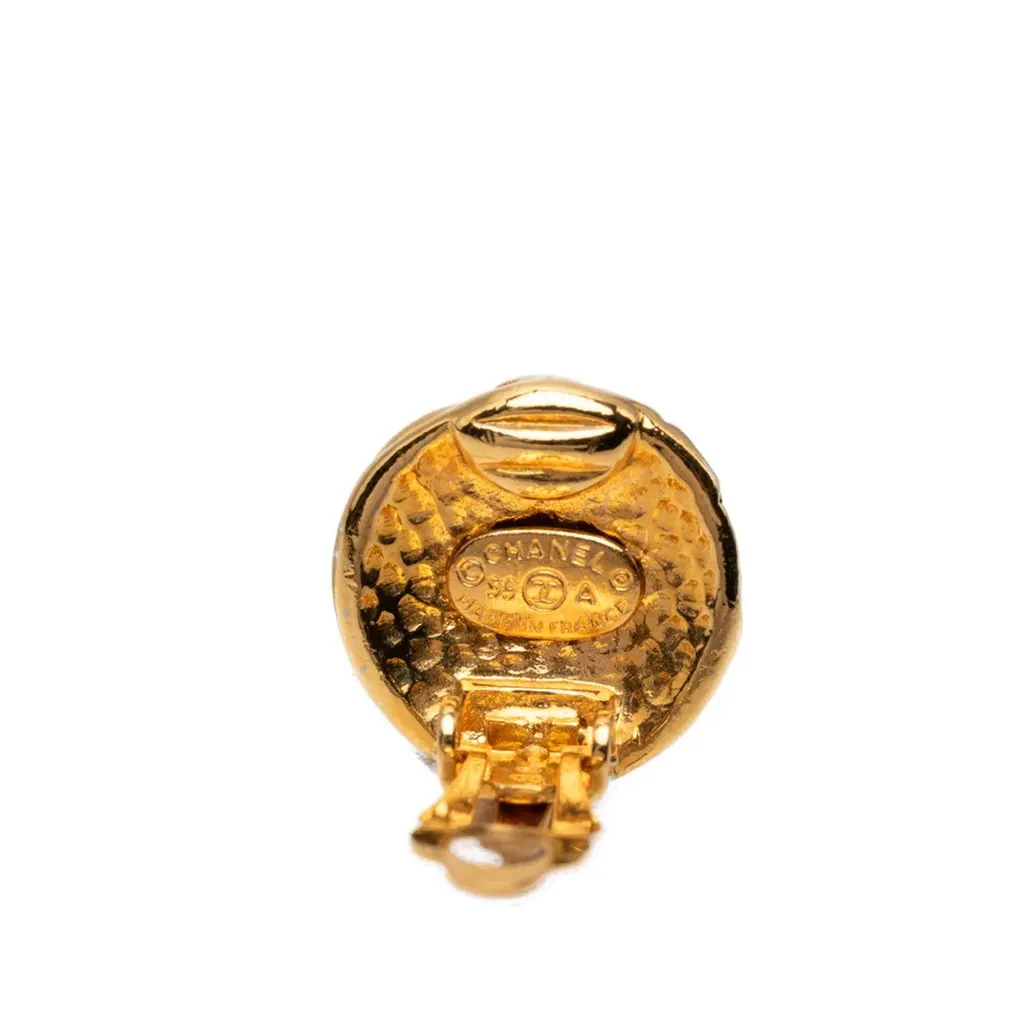 Chanel CC Gold Plated Button Clip On Earrings Gold Metal Very good - Inside View