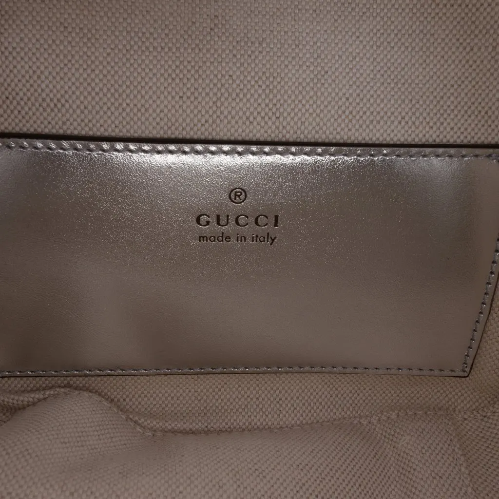 Gucci Matelasse Metallic Calfskin Blondie Top Handle Satchel Silver Leather Good - Box View