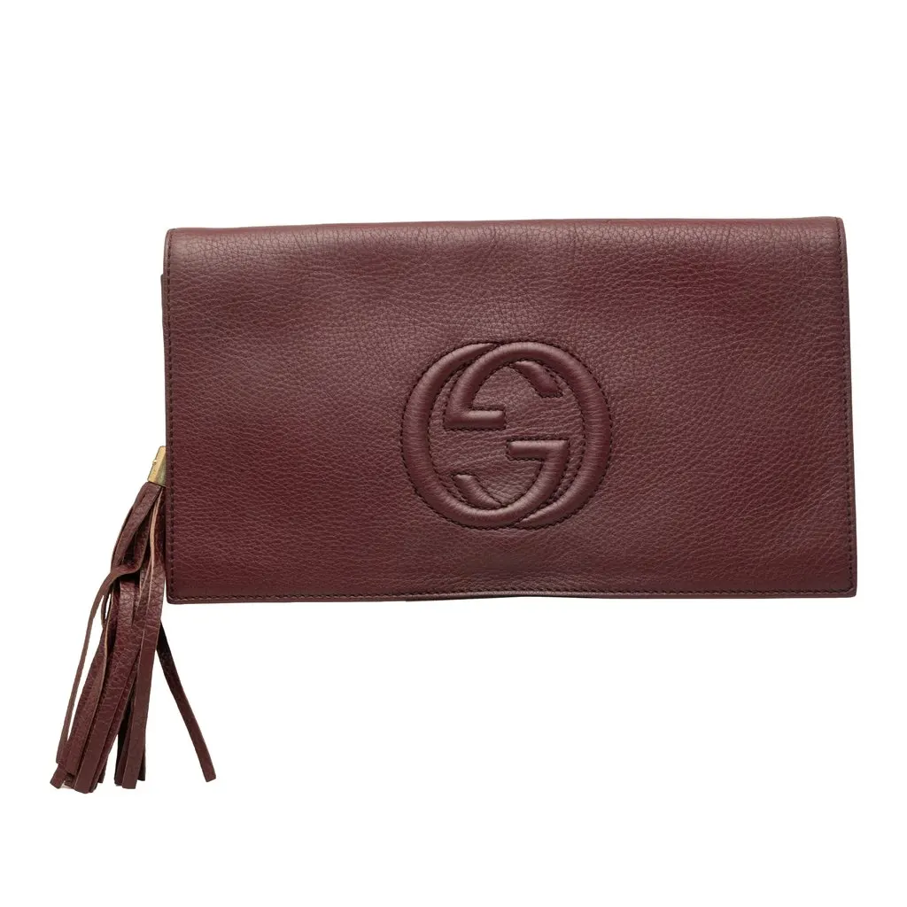 Gucci Calfskin Soho Disco Clutch Red Leather Very good - Front View