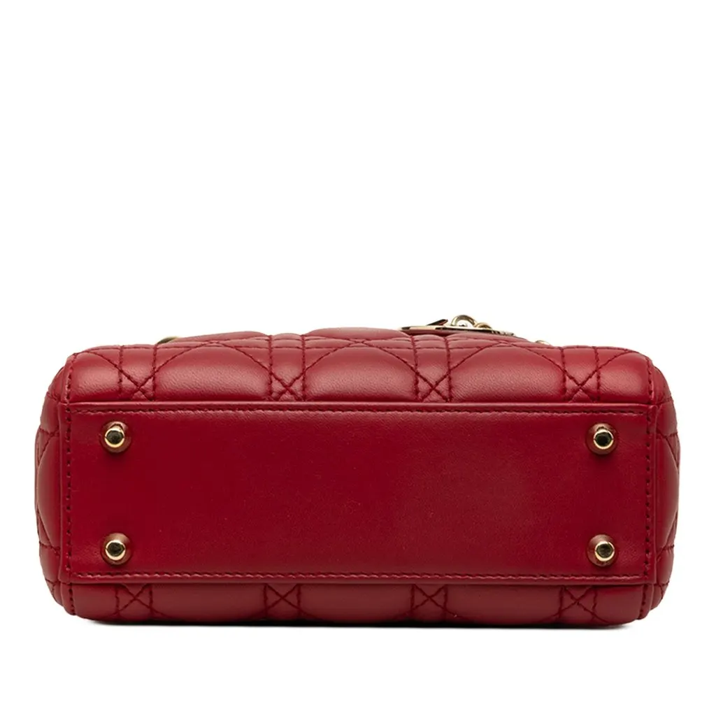 Dior Mini Lambskin Cannage Lady Dior Red Leather Very good - Inside View
