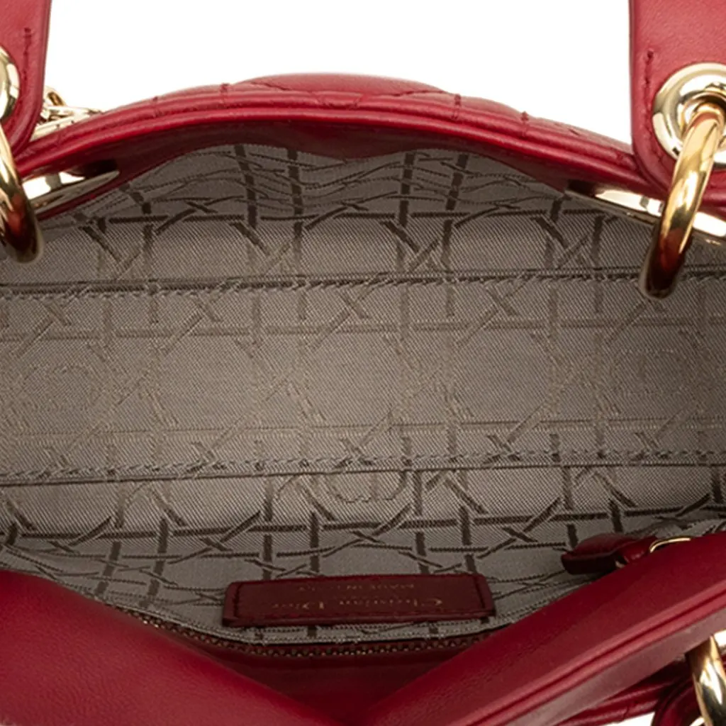 Dior Mini Lambskin Cannage Lady Dior Red Leather Very good - Model View