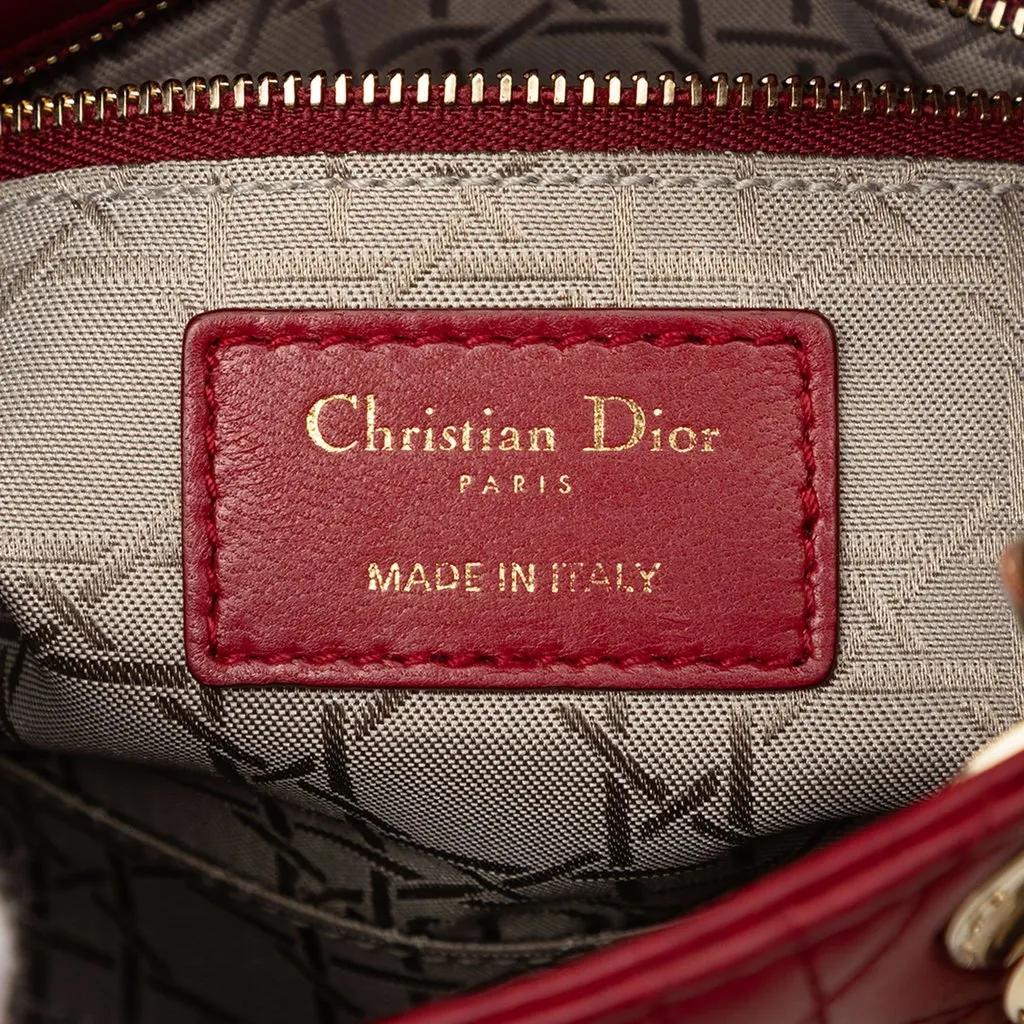 Dior Mini Lambskin Cannage Lady Dior Red Leather Very good - Box View