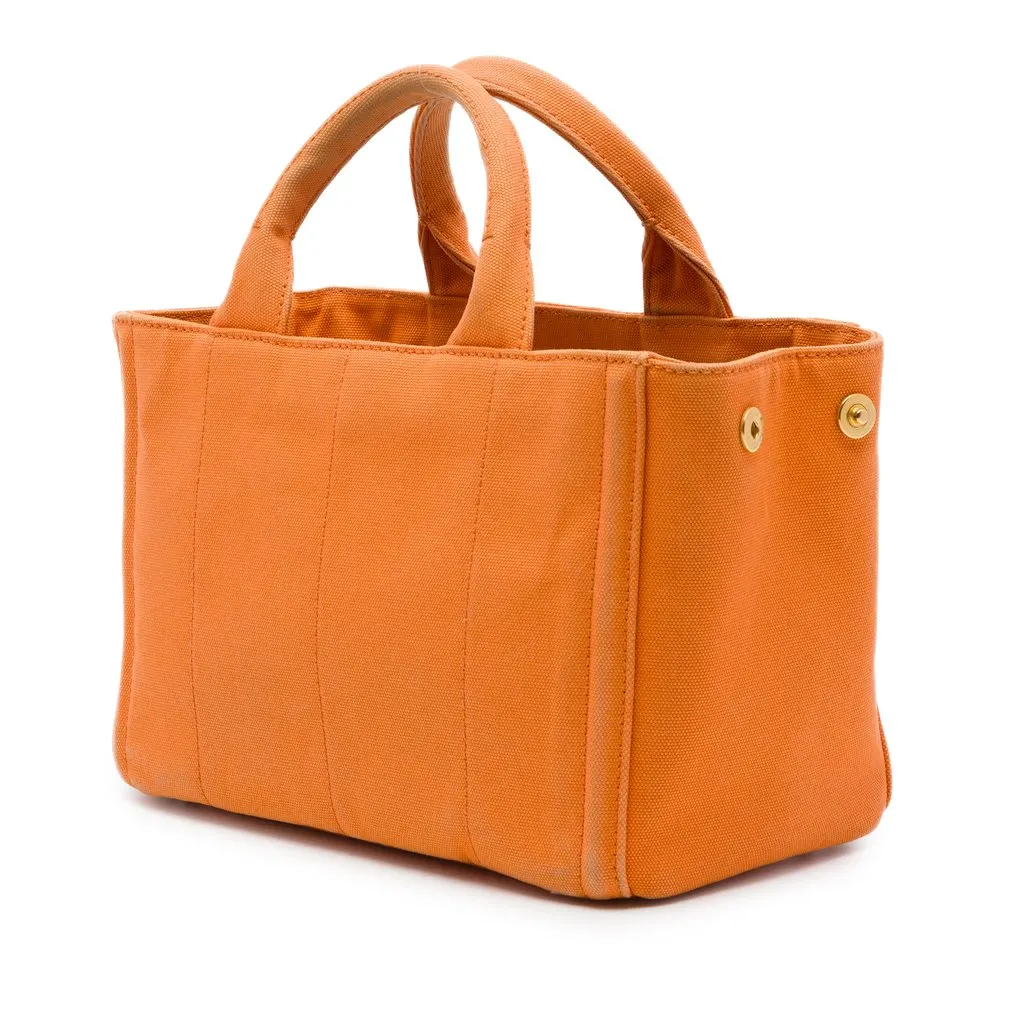 Prada Small Canvas Canapa Bijoux Satchel Orange Canvas Very good - Back View