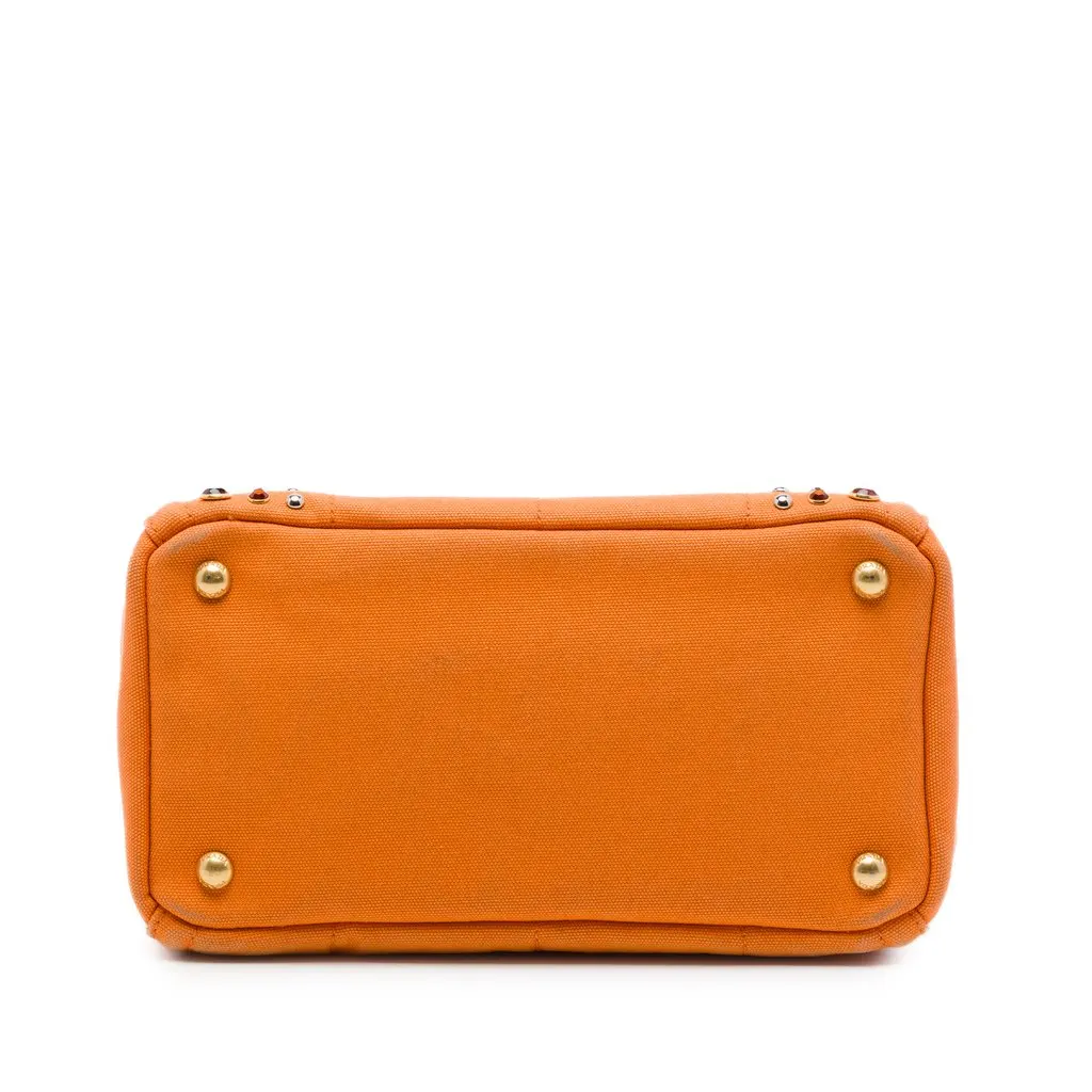 Prada Small Canvas Canapa Bijoux Satchel Orange Canvas Very good - Inside View