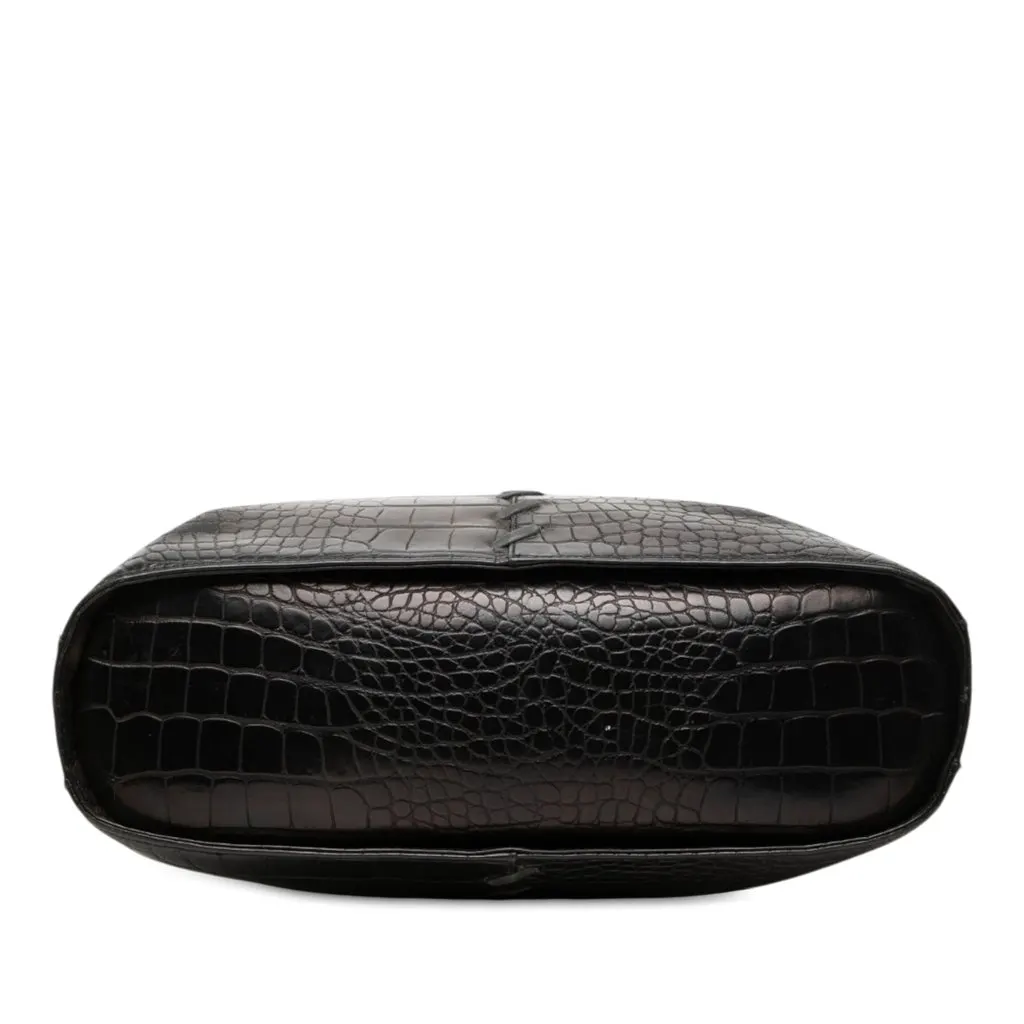 Saint Laurent Croc Embossed Leather Tote Black Leather Very good - Inside View