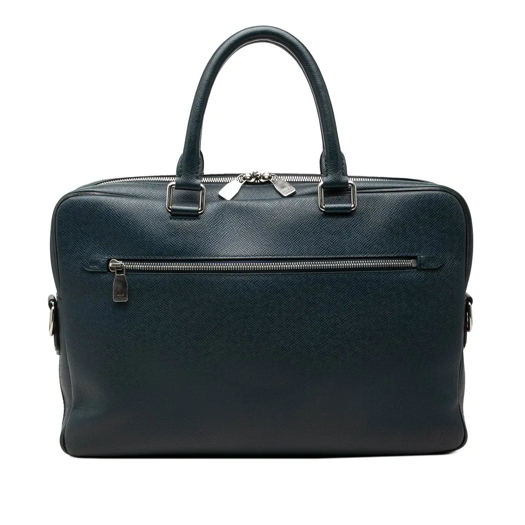 Louis Vuitton Taiga Porte Documents Business MM Blue Leather Very good - Front View