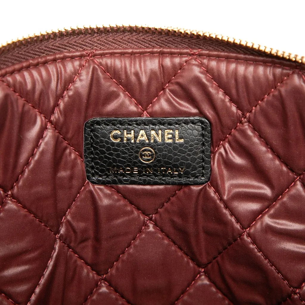 Chanel Medium Quilted Caviar O Case Clutch Black Leather Very good - Box View