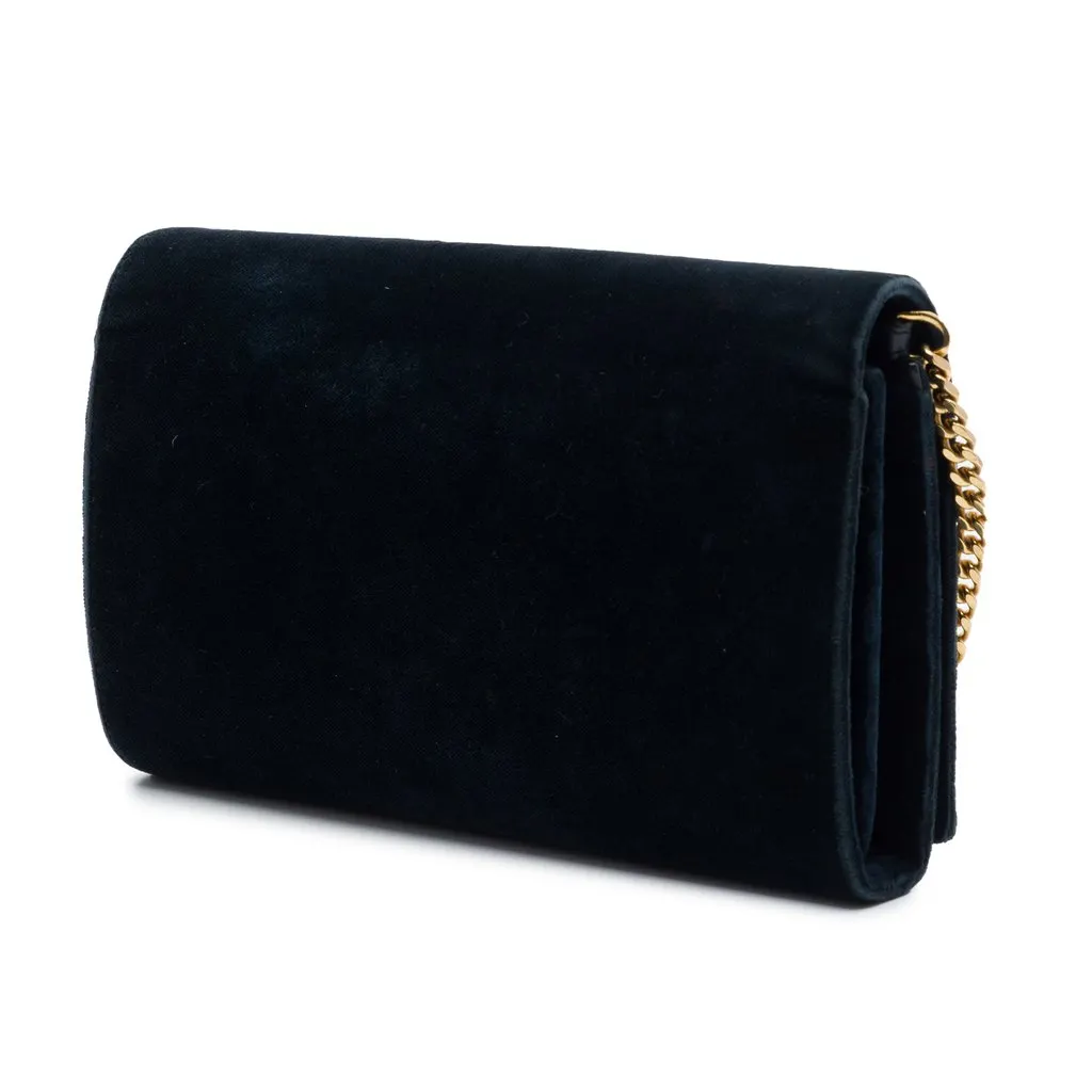 Saint Laurent Suede Monogram Kate Chain Wallet Green Leather Very good - Back View