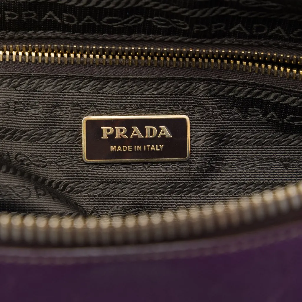 Prada Saffiano Lux Bauletto Top Handle Bag Purple Leather Very good - Box View