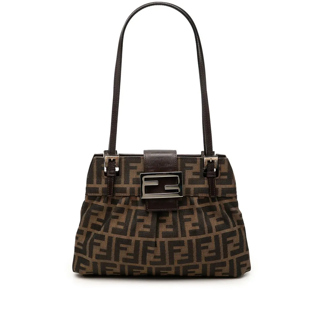 Fendi Small Zucca Canvas Shoulder Bag Brown Canvas Very good - Front View