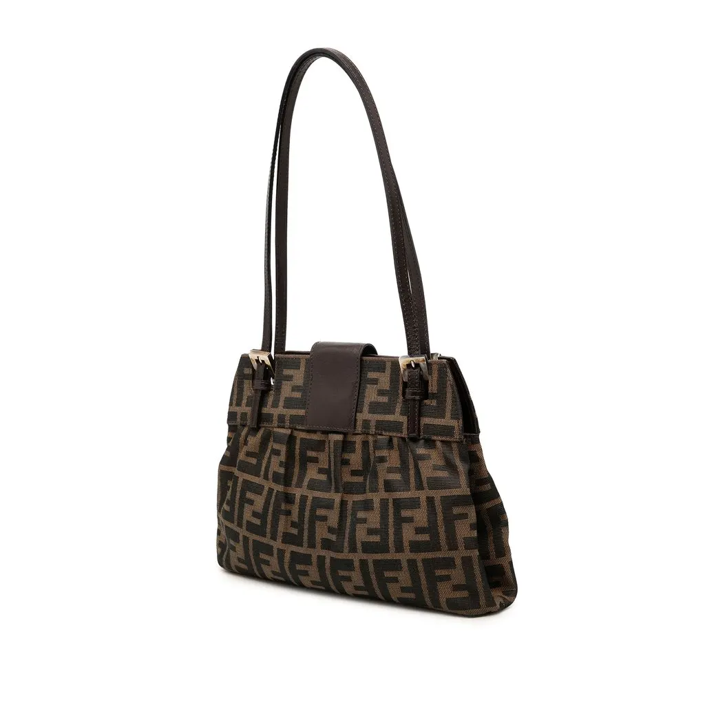 Fendi Small Zucca Canvas Shoulder Bag Brown Canvas Very good - Back View