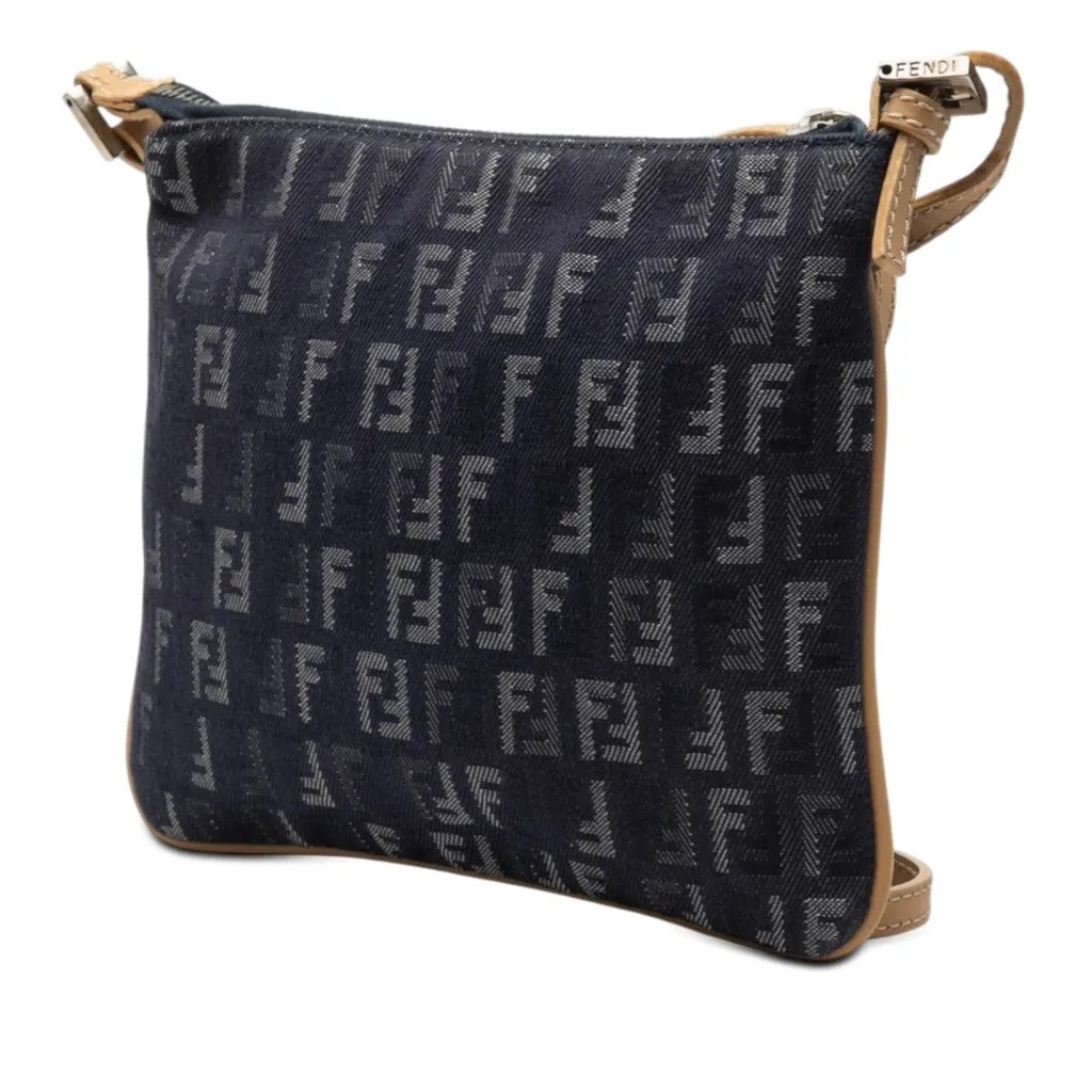 Fendi Zucchino Denim Crossbody Blue Very good - Back View
