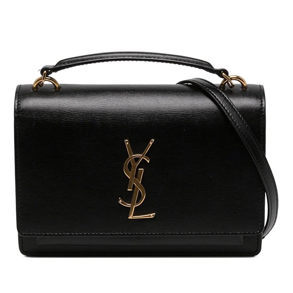 Saint Laurent Medium Calfskin Monogram Sunset Top Handle Bag Black Leather Very good - Front View