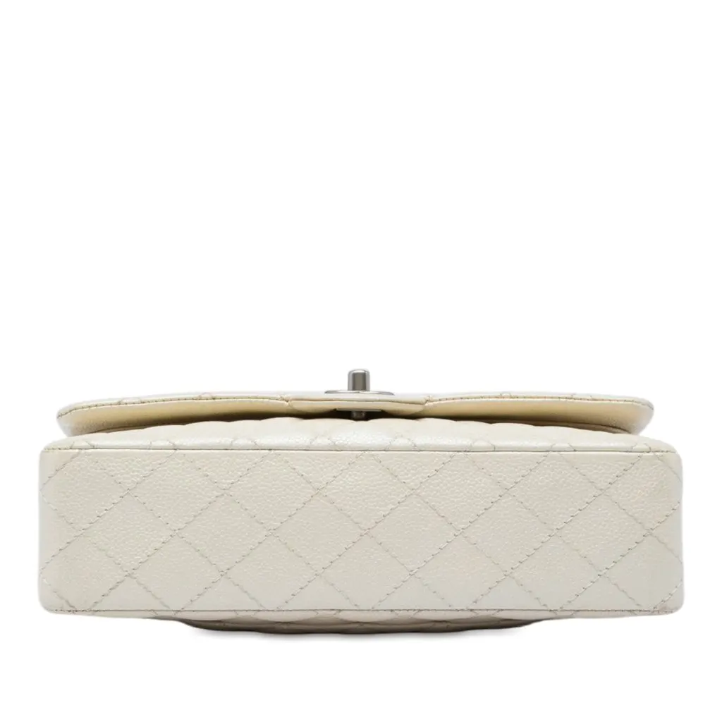 Chanel Medium Classic Iridescent Caviar Double Flap White Leather Very good - Inside View